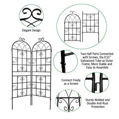 2 Pack Metal Garden Trellis 71" X 19.7" Rustproof Trellis For Climbing Plants Outdoor Flower Support