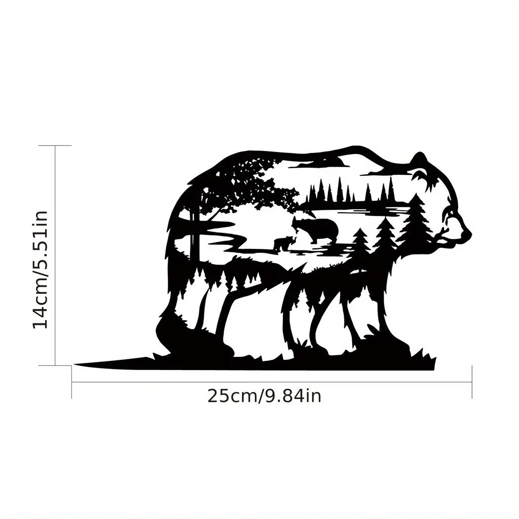 Dark Gothic Black Metal Bear Silhouette Wall Art - Forest