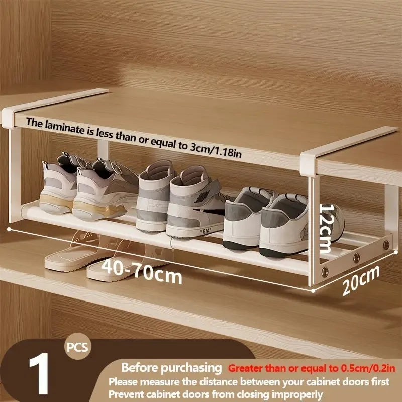Adjustable And Expandable Shoe Rack, Stackable Iron Shoe Rack, Space Saving Hanging Rack, Suitable For Home Shoe Cabinet Storage, Bottom Basket, Wardrobe, Cabinet, Bathroom Sink C