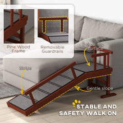 Wooden Dog Ramp with Removable Guardrails, Non-Slip Surface, 49" Long, Brown