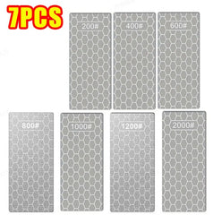 7 PCS Diamond Sharpening Stone Knife Sharpening Honing Stone Lapping Plate Coarse Honeycomb Surface Plate For Kitchen Scissors Blade Edges,5.9 X 2.48 Inch, 200, 400, 600, 800,1000, 1200,2000 Grit