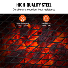 Folding Campfire Grill, Heavy Duty Steel Mesh Grate, 18' Portable Camping Grates Over Fire Pit, Camp Fire Cooking Equipment With Legs Carrying Bag, Grilling Rack For Outdoor Open Flame Cooking