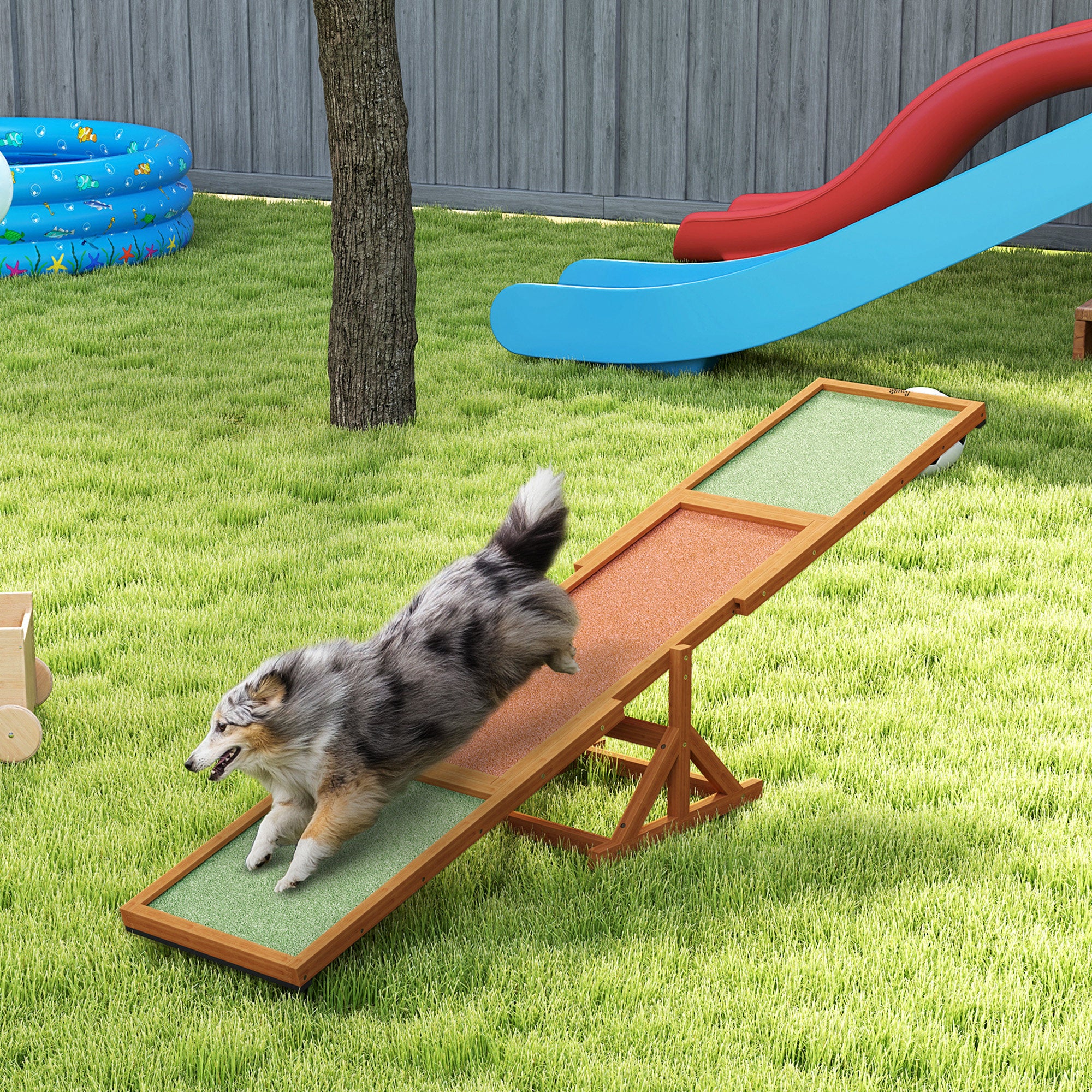 Wooden Dog Agility Seesaw For Training And Exercise, Weather Resistant, 83 L X 16 W X 14 H, Orange