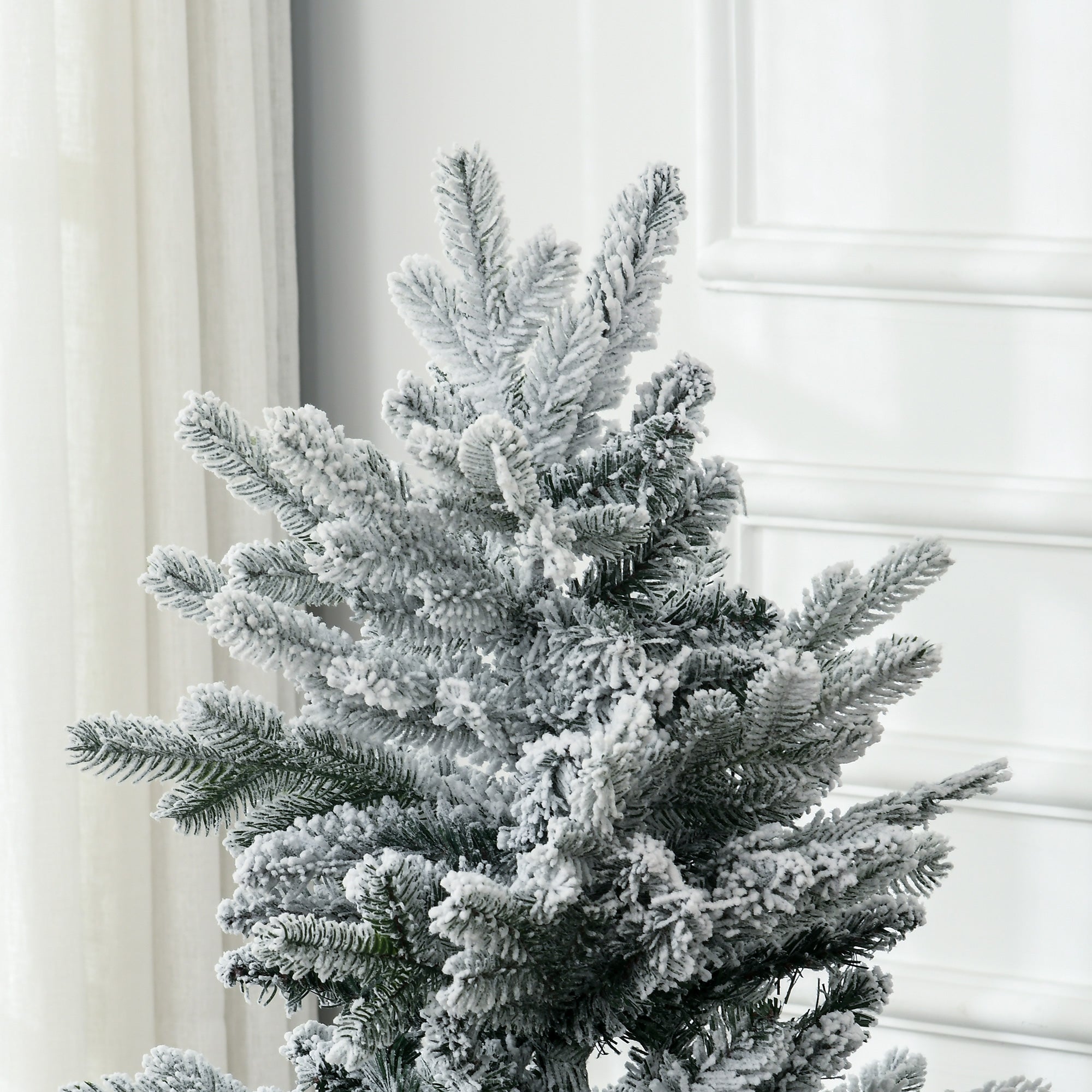 4.5' Artificial Flocked Christmas Trees, with Snow Frosted Branches, Auto Open, Steel Base