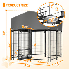 Outdoor Dog Kennel 4.23'x3.83'x4.83' With Roof, Heavy Duty Welded Wire Crate, All-Weather Protection & Safe Lock Design For Dogs And Pets