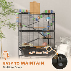 5 Tier Hamster Cage, Rolling Rat Cage with Deep Tray, Storage Shelf, Big Exercise Wheel, Hut, Tube System