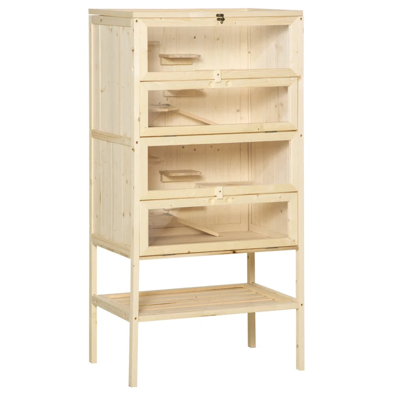 5-Tier Wooden Hamster Cage Mice Habitat Rat Habitat With Openable Top, Front Door And Storage Shelf