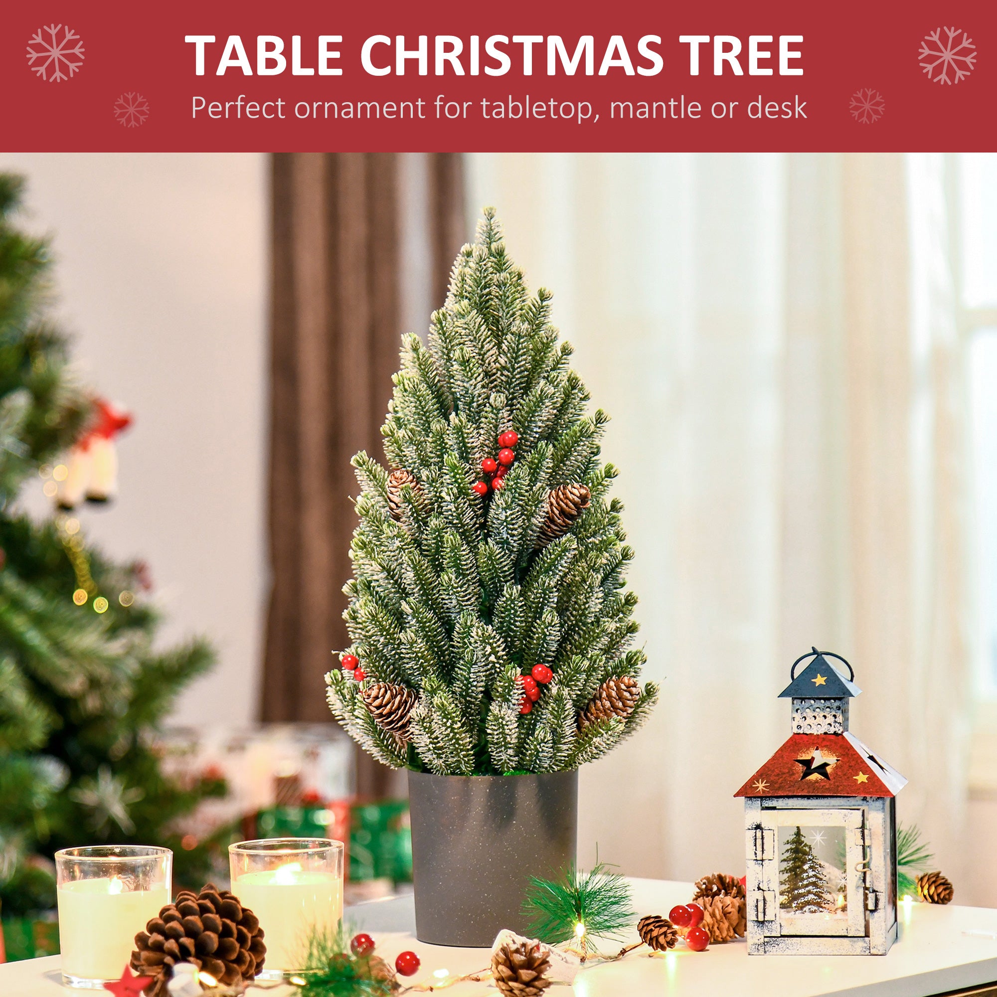 18" Tall Unlit Miniature Snow-Flocked Tabletop Artificial Christmas Tree