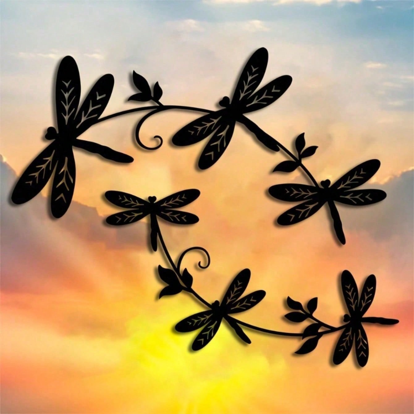 Elegant Dragonfly Wall Art Decor Set - 2-Piece Metal Sculpture For Indoor