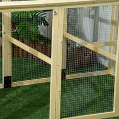Wooden Chicken Run, Combinable Design with Perches, 4.6' x 2.8', Nature Wood