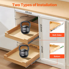 Pull Out Cabinet Organizer Soft Close Slide Out Shelf Wood Drawer 17'W X 21'D
