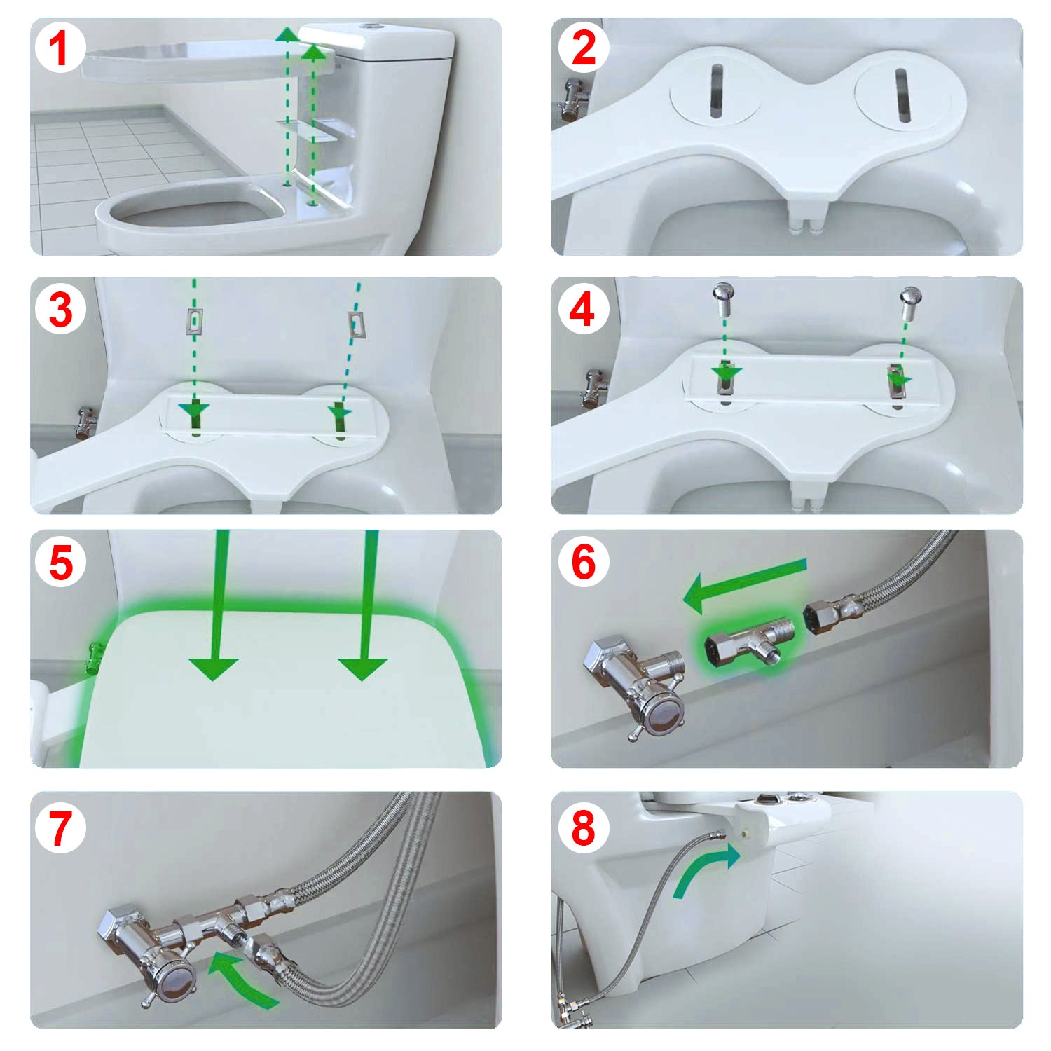 Cold Water Spray Bidet Self-Cleaning Dual Nozzle Bidet Feminine Wash Non Electric Mechanical Toilet Seat Cover