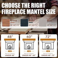 72" Rustic Wood Fireplace Mantel,Wall-Mounted & Floating Shelf For Home Decor