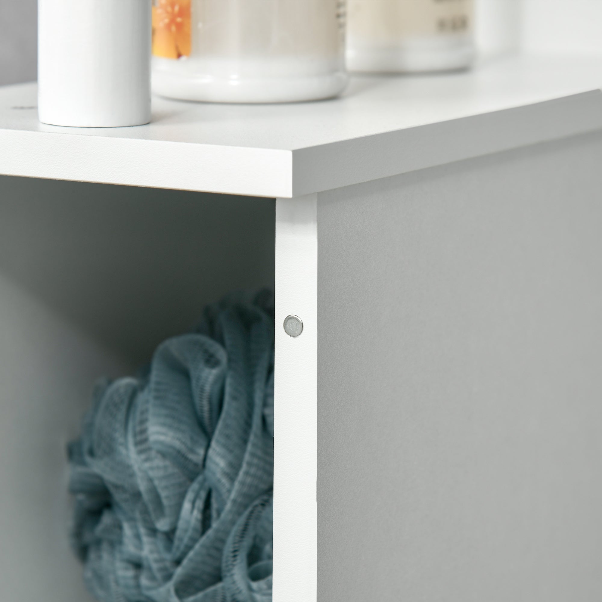 Bathroom Storage Cabinet with Open Shelves, White