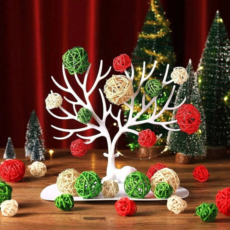 30 Pcs Christmas Rattan Balls Decorations Christmas Wicker Balls Decorative For Christmas Home Decor DIY Vase Bowl Filler Ornament Table Decoration