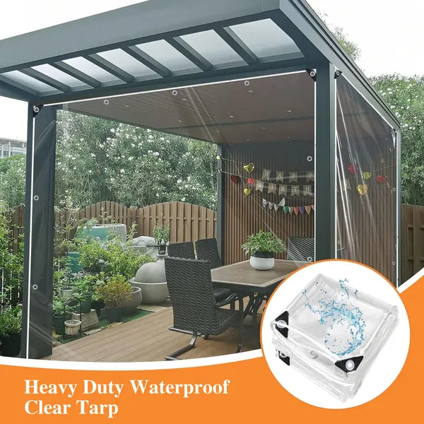 6.23ft*9.48ft Transparent Tarpaulin With Rope Edging, A Must-have For Greenhouse Film Coverings. It's Durable And Provides An Optimal Plant Growth Environment.