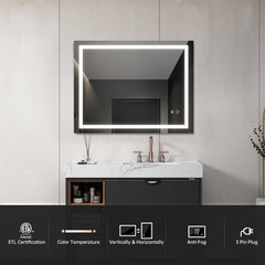 LED Bathroom Mirror With Touch Button Control