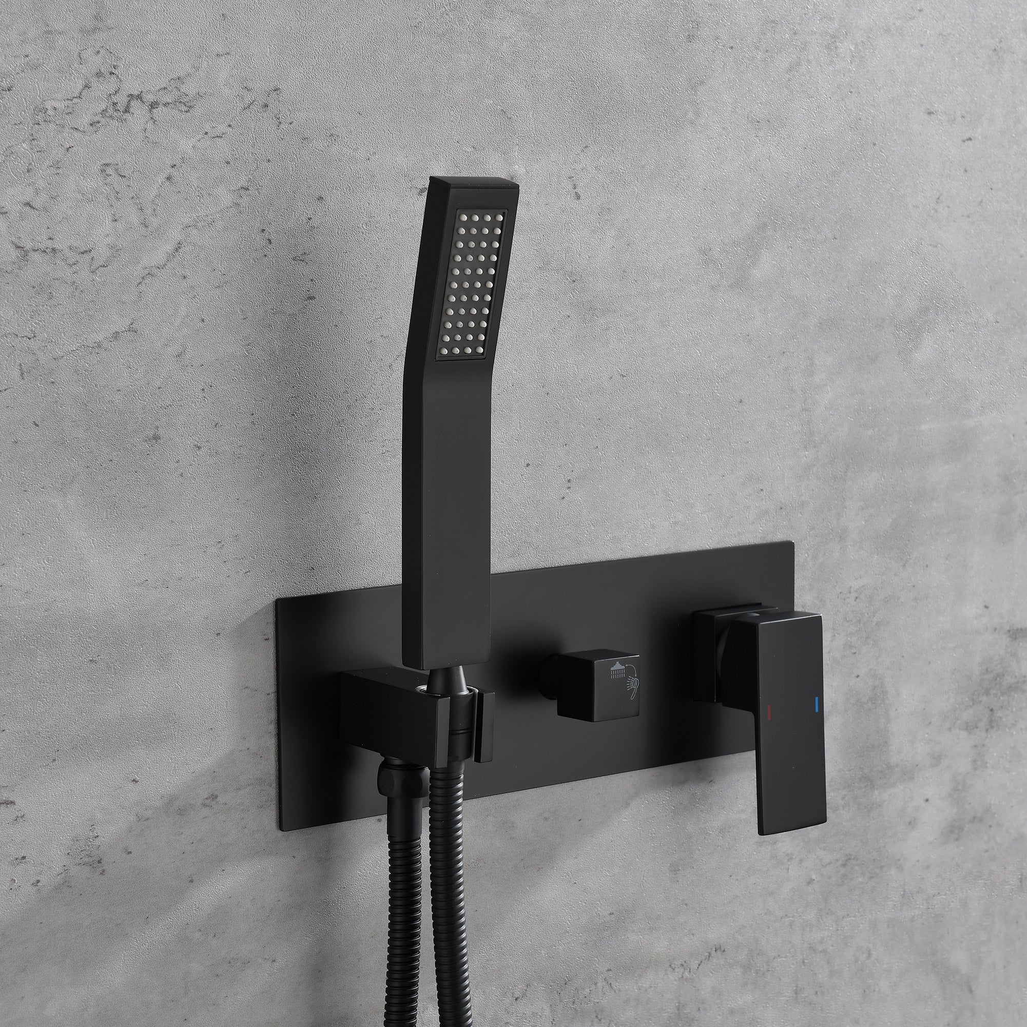 Brass Matte Black Shower Faucet With Shower System, 10 Inch Shower Head And Handheld Spray Bathroom Deluxe Faucet Combination