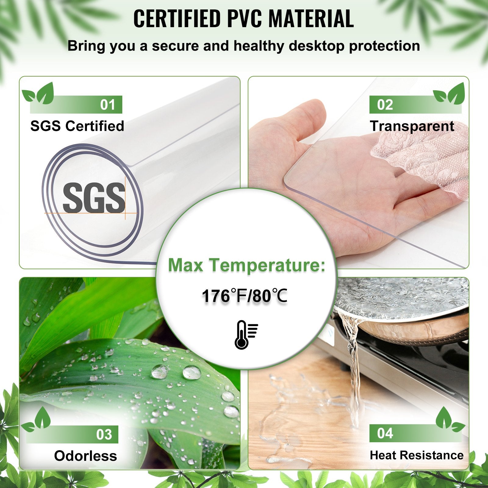 96 X 42 Inch Clear Table Cover Protector, 2mm Thick Clear Desk Protector Table Pads, Plastic Tablecloth Table Protector For Dining Room Table