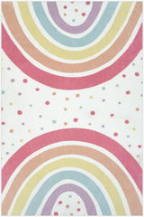 Washable Rainbow Rug For Girl Nursery, Small Rug 3X 5 Colorful Area Rugs For Kids Bedroom, Non-Slip Soft Polka Dot Carpet Kids Rugs For Classroom Playroom Tent Castle