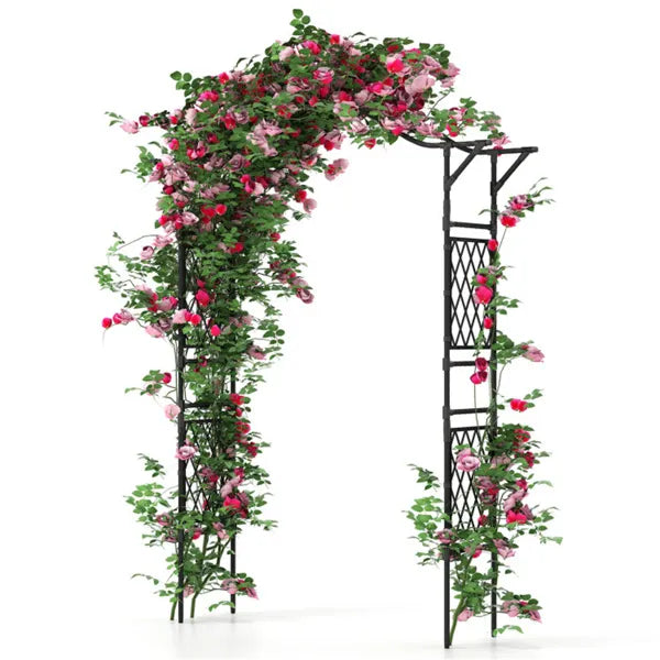 Garden Arch Trellis - PE-Coated Metal, 67"x15.5"x83" Plant Support For Climbing Vines