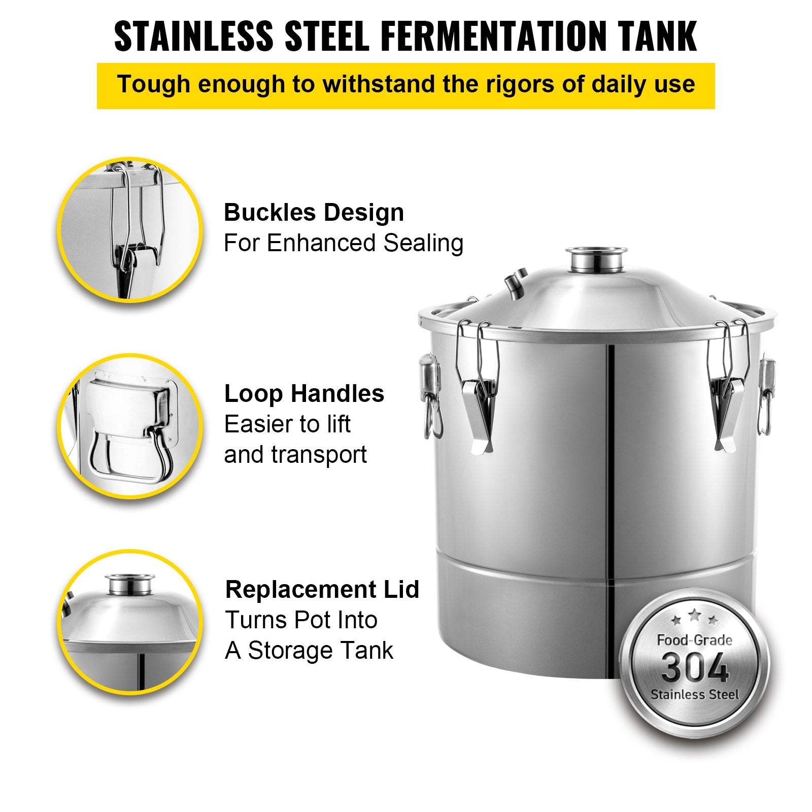 70L 18.5Gal Water Alcohol Distiller 304 Stainless Steel Alcohol Still Wine Making Boiler Home Kit With Thermometer For Whiskey Brandy Essential, Sliver