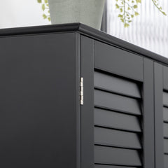 Tall Narrow Bathroom Storage Cabinet with Doors and Shelf Adjustability, Freestanding Linen Cabinet with 2 Cabinets and Countertop, Black