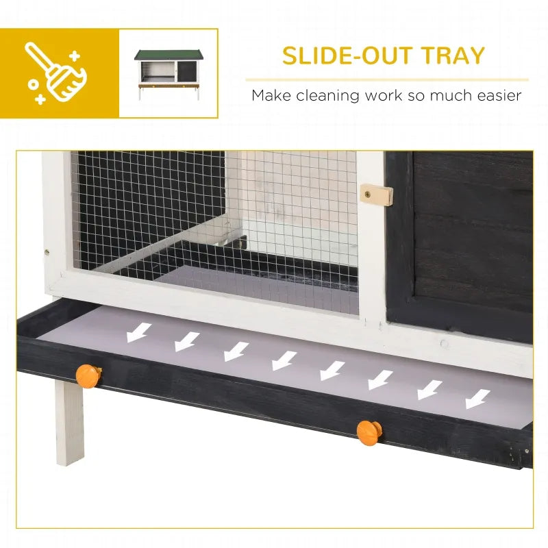 AwHut Wooden Rabbit Hutch, Bunny Cage For Small Pet W Slide-out Tray, Openable Roof