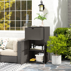 Outdoor Towel Rack For Pool W Drawer & Cabinet, Dark Brown