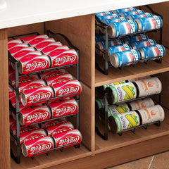 4-Tier Soda Can Organizer Rack - Set Of 2 Stackable Beverage Dispenser For Refrigerator - Holds 48 Cans