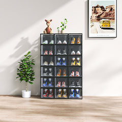 Black Medium 18PCS 35x25x19cm Shoebox, Plastic, Mesh, Free Combination
