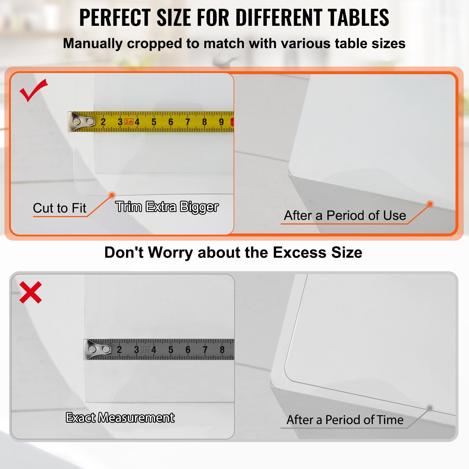 96 X 42 Inch Clear Table Cover Protector, 2mm Thick Clear Desk Protector Table Pads, Plastic Tablecloth Table Protector For Dining Room Table