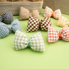 Plaid Bow Hair Clips-Coffee 9672