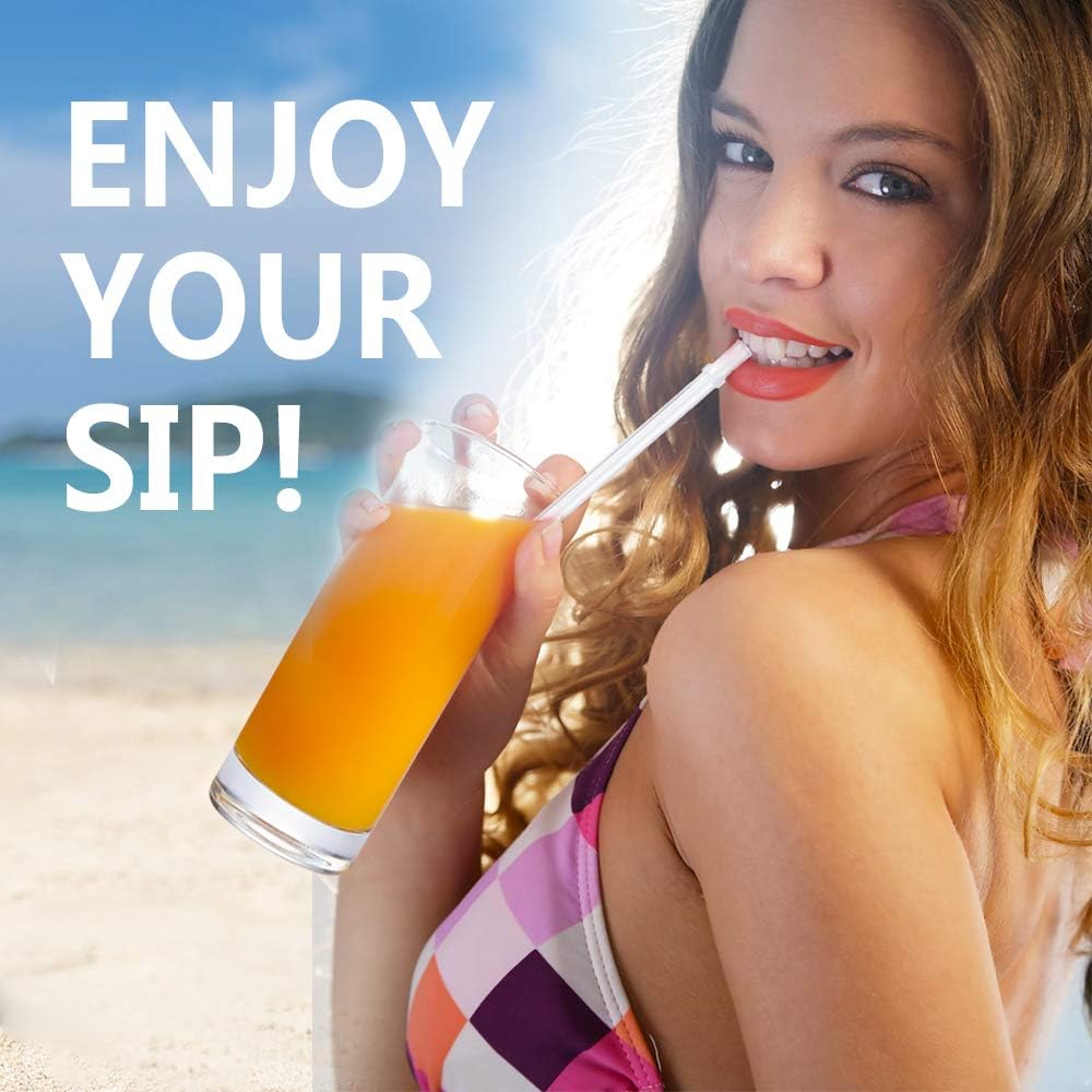 Plastic Straws, Reusable Clear Transparent Straight Drinking Straws, Set Of 6 With 2 Cleaning Brushes