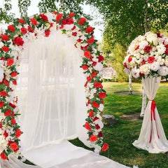 1Pc 16 Heads Artificial Rose Vine Fake Flower Garland Faux Silk Floral Hanging Ivy For Wedding Arch Party Ceremony Background Wall Garden Outdoor Decor 7.5Ft