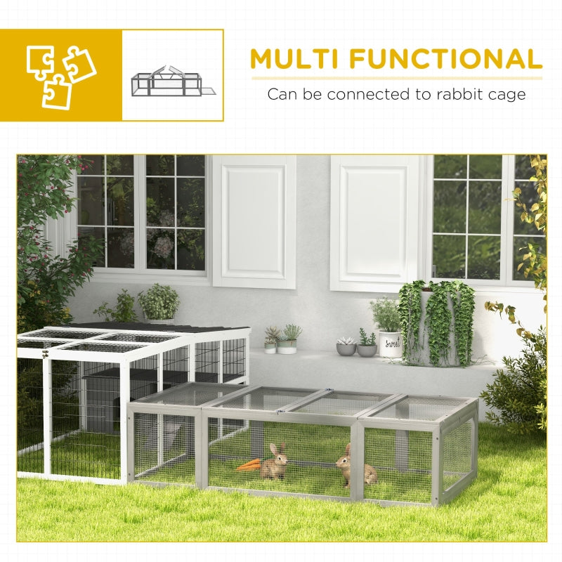 Large Wooden Rabbit Hutch Small Animal Habitat Enclosure Outdoor Run And Lockable Doors - Gray