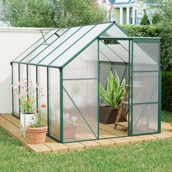 No Provide Self Pick-up 6X10FT Polycarbonate Greenhouse Raised Base And Anchor Aluminum Heavy Duty Walk-in Greenhouses For Outdoor Backyard In All Season
