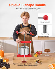 Fruit Wine Press Manual Press For Wine Making 0.8 Gal/3L Stainless Steel