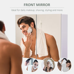 Double Door Wall Mounted Bathroom Mirror, 31.5" x 23.5" Medicine Cabinet with Modern Design, Large Storage, & Quiet Hinges