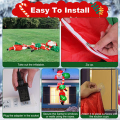 1Pc 8FT Climbing Inflatable Santa Claus With Light Hanging Blow Up Christmas Inflatable Indoor Outdoor Christmas Decorations 3 Santa Claus 3 Merry Christmas Boards