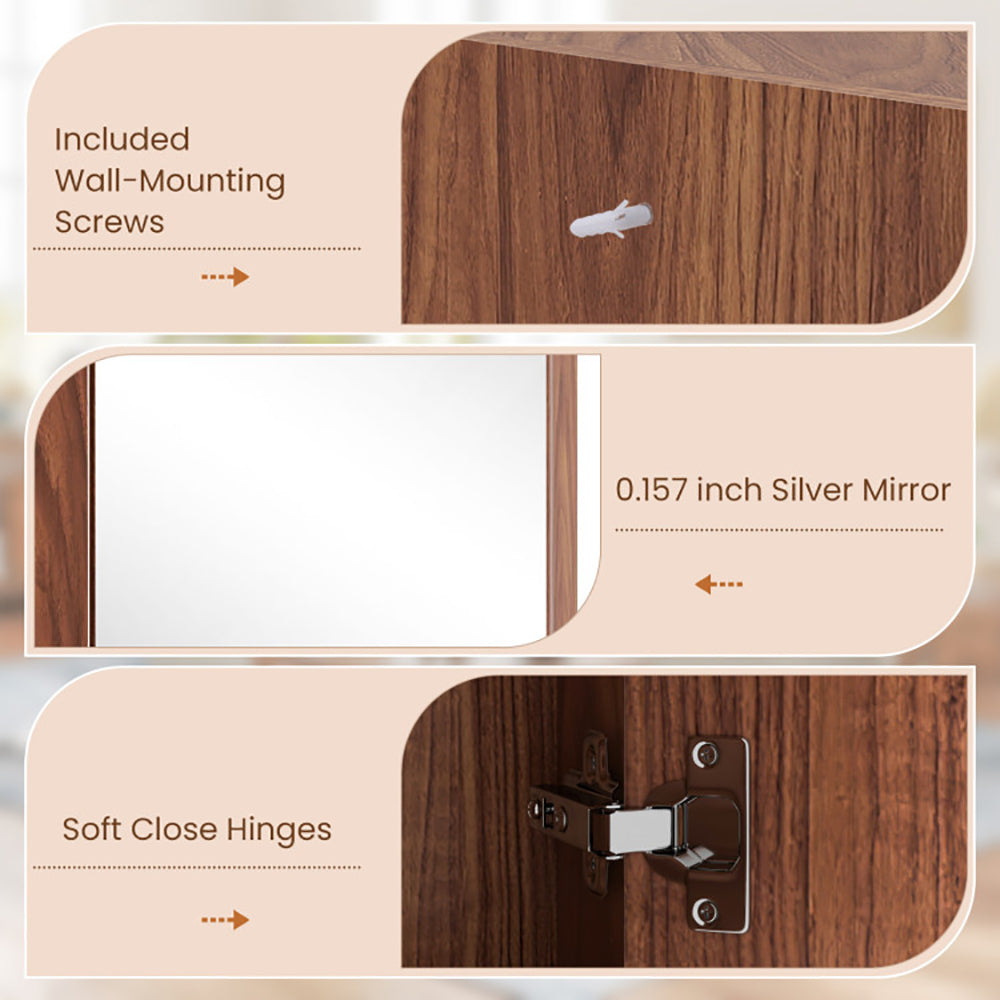 Corner Medicine Cabinet With Mirror With Open Mirror Door And Adjustable Shelf