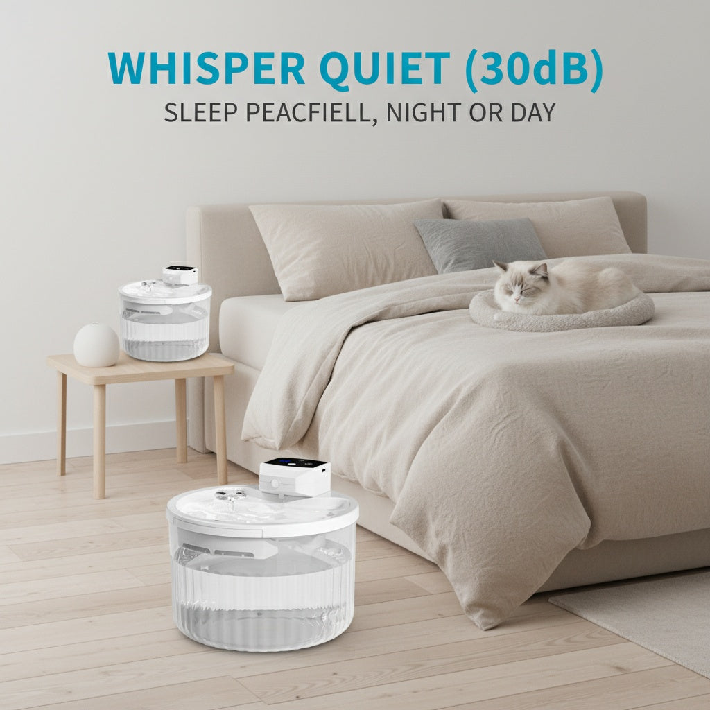 2000ML Wireless Pet Drinking Fountain, 2500mAh Rechargeable, Motion Sensor Circulating Running Water Bowl For Kittens Puppies