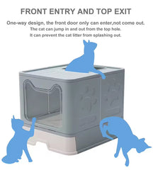 Front-entry Enclosed Extra-large Cat Litter Box With A Litter Collection Cover And A Large Scoop For Cats