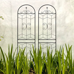 2 Pack Metal Garden Trellis 86.7" X 19.7" Rustproof Trellis For Climbing Plants Outdoor Flower Support Black