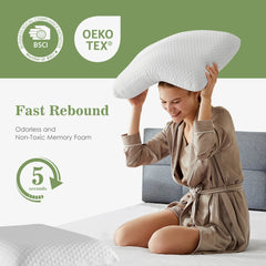 Memory Foam Pillow, Detachable Washable Pillowcase, Odorless, Ergonomic Pillow, Full Sleeping Position, Cervical Support Pillow