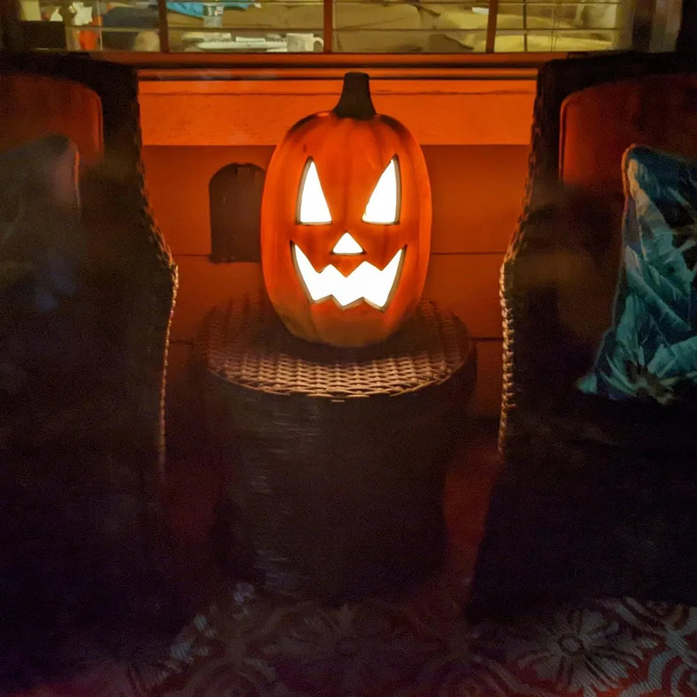 Lantern Halloween Pumpkin Lights- Waterproof Pre-lit Pumpkin Lighted JackoLantern For Halloween Porch, Party, Front Door, Fireplace Indoor And Outdoor Holiday Decorations, Sad Face, 10 Inch