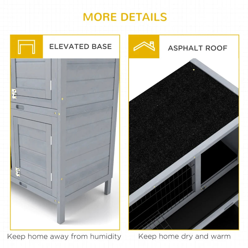 54 2-Story Large Rabbit Hutch Bunny Cage Pet House Small Animal Habitat With Lockable Doors