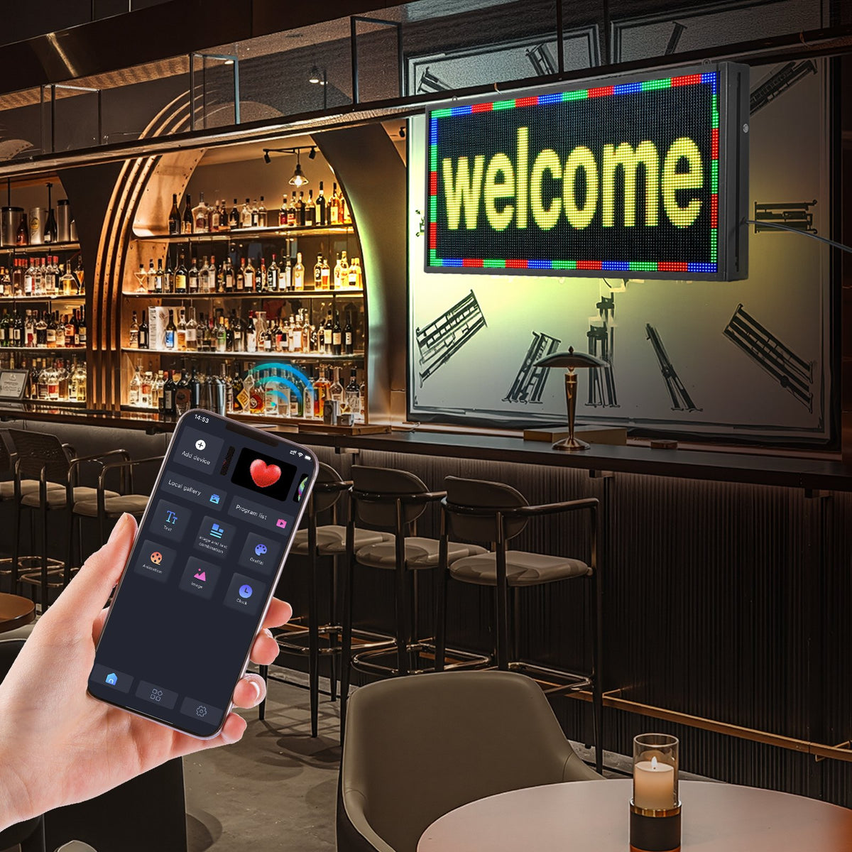 27x14 In Programmable LED Sign Digital Scrolling Display Board P5 Full-color