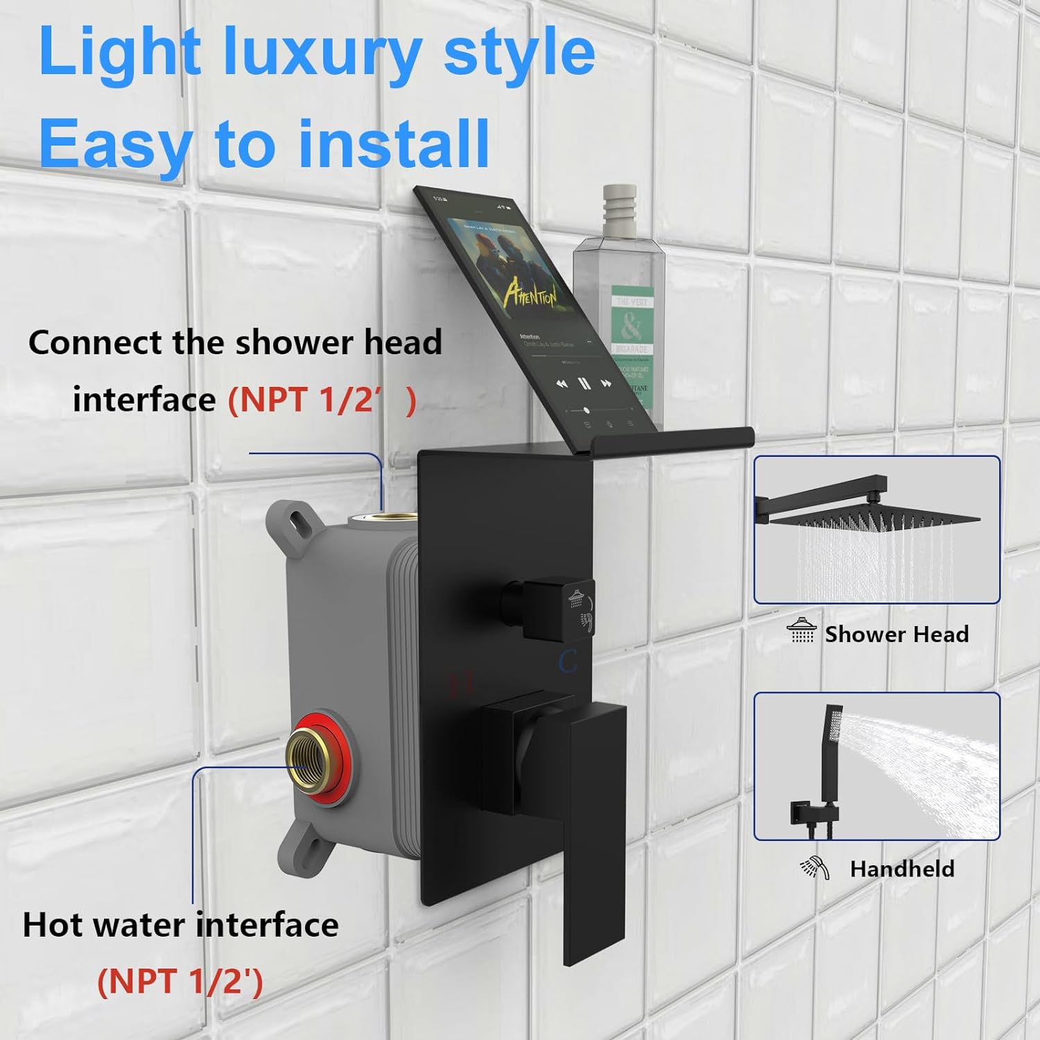 Rainwater Shower System With Storage Rack, Unable To Ship On Weekends