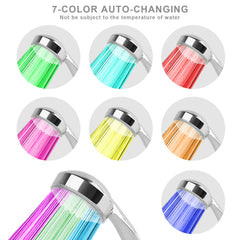 1Pc LED Shower Head Handheld Color-Changing Automatically Hydropower Without Batteries